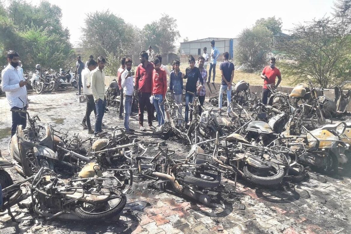 36 bikes gutted in fire at AMC parking lot