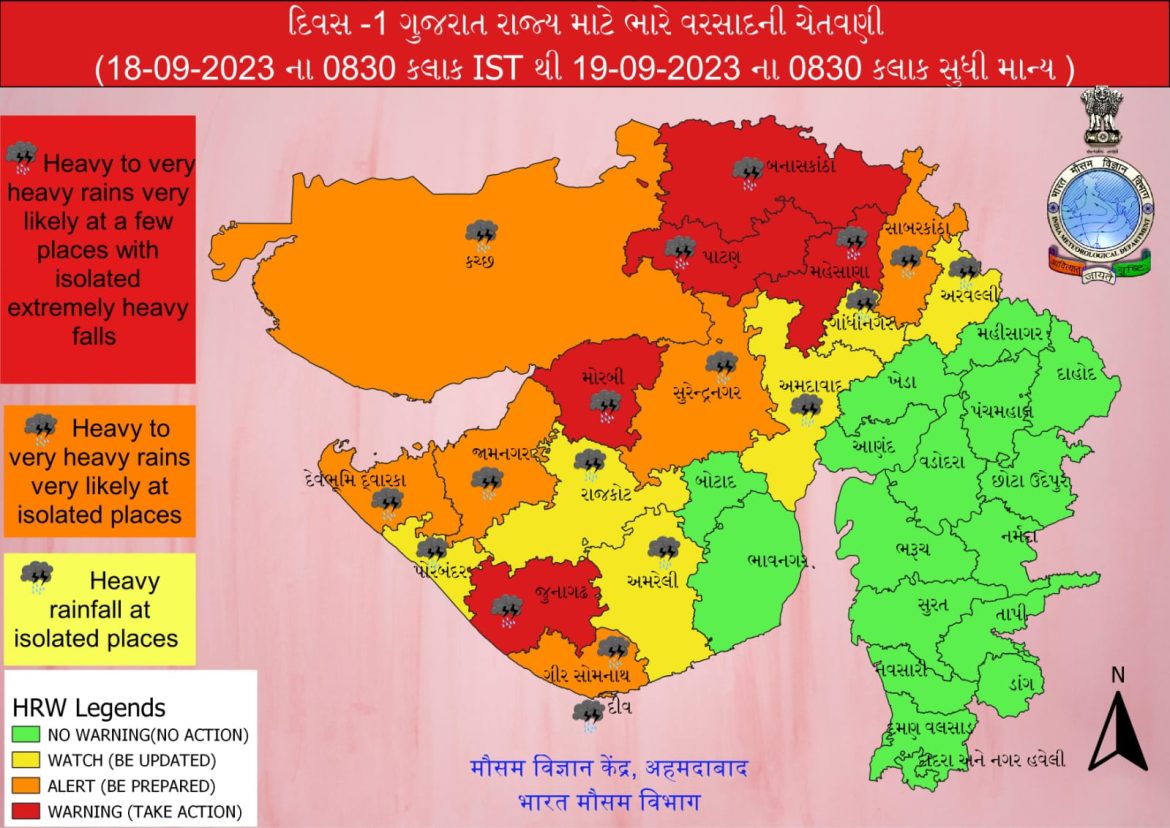 Gujarat on Red Alert: Extremely heavy, very heavy rains to continue ...