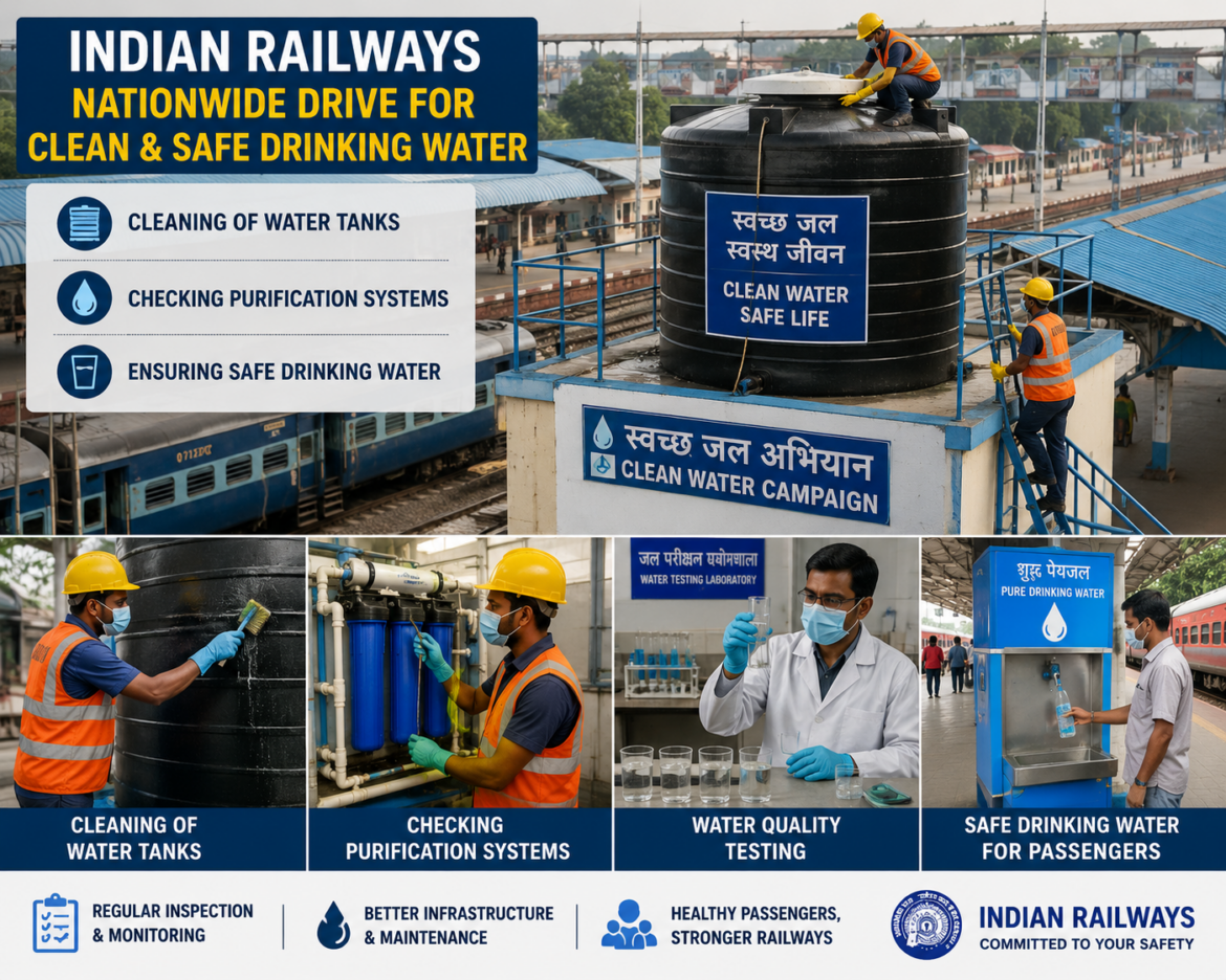 Indian Railways Launches Nationwide Drive to Clean Water Tanks and Ensure Safe Drinking Water