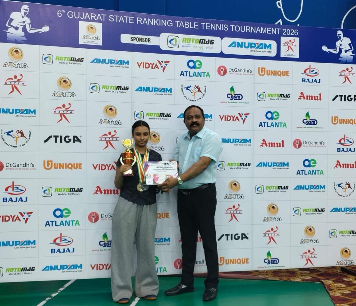 Delhi Public School-Bopal, Ahmedabad Student Mouboni Chatterjee Shines at 6th Gujarat State Ranking Table Tennis Tournament